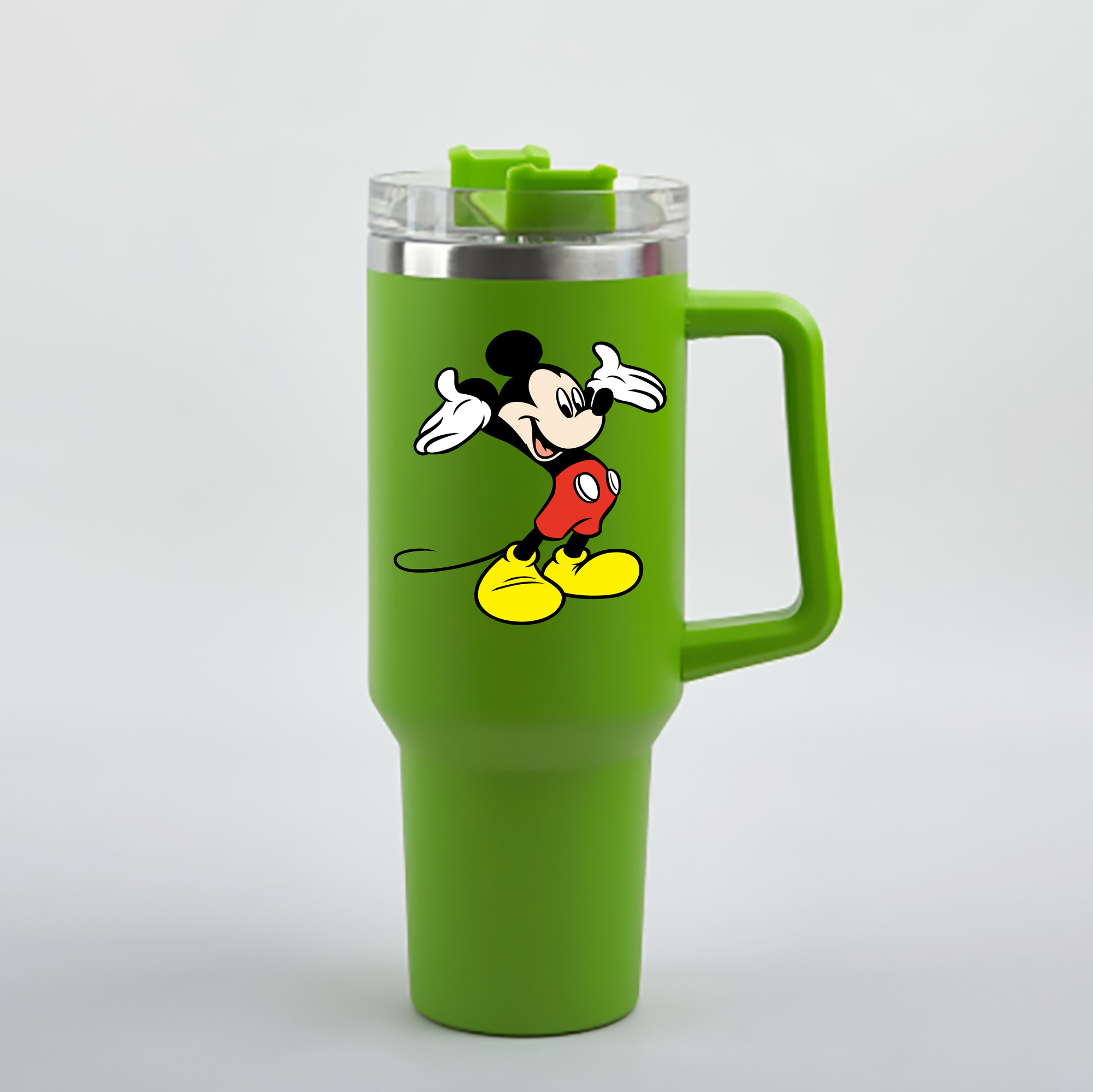 （画像用） ミッキーマウス Mickey Mouse 1200mL車用タンブラー - クリスタルステッカー（プラスチックストロー付き）